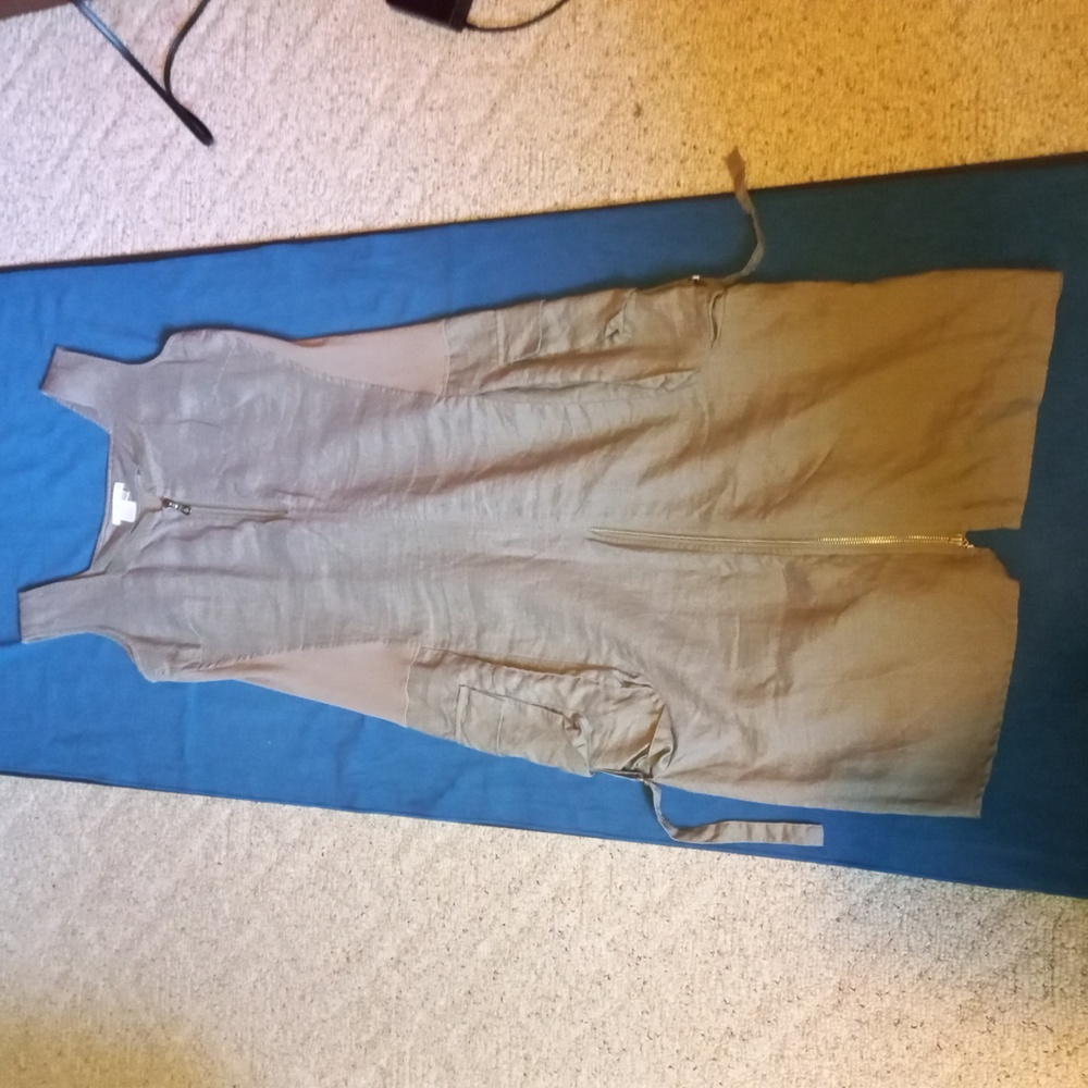 Linen Spanner Dress, Size 6, Olive Green